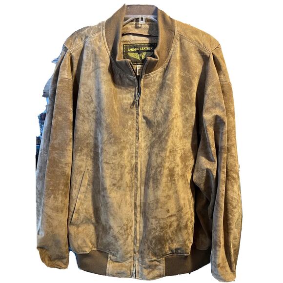 Landing Leather Men’s XXL Brown Suede LS Full Zip Leather Jacket - Picture 1 of 13